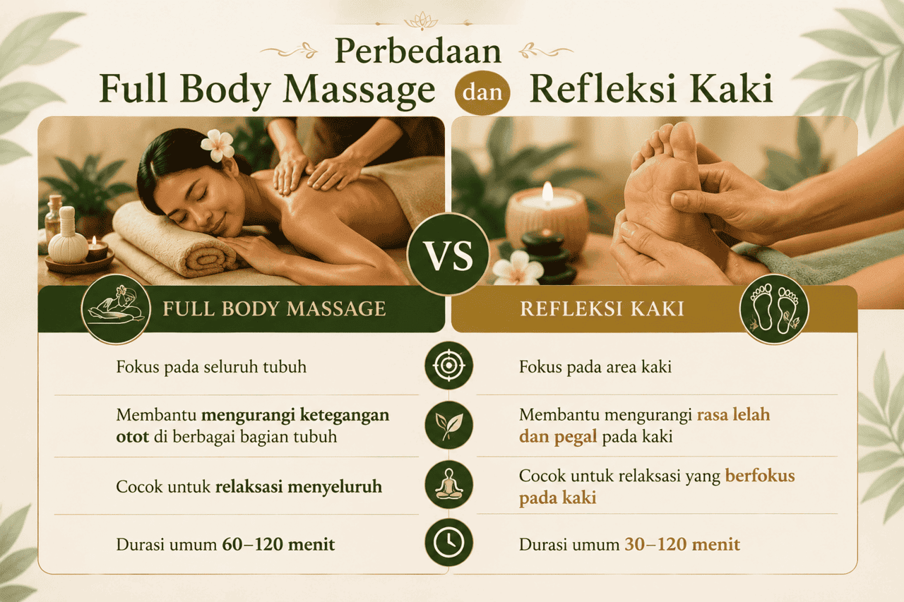 Perbedaan full body massage dengan refleksi kaki